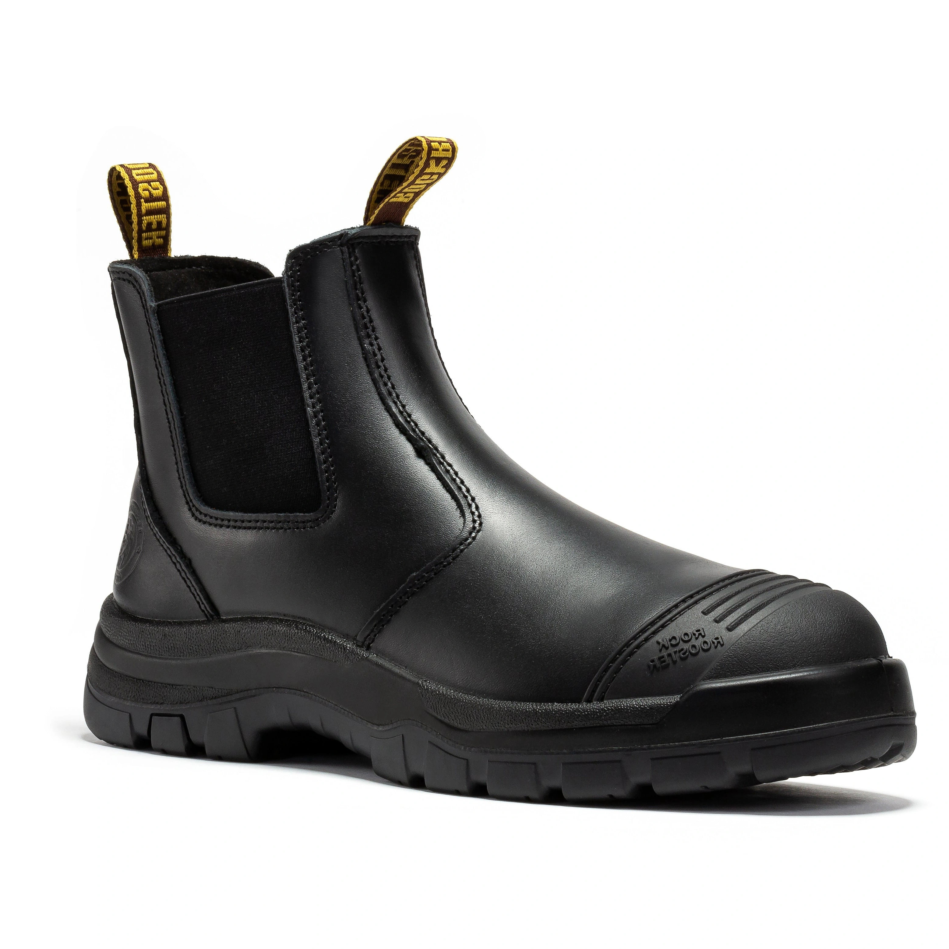ROCKROOSTER Lumen: Black Leather Pull-On Boots - Your 6-Inch Workday Savior! Rugged Style, Unbeatable Comfort.