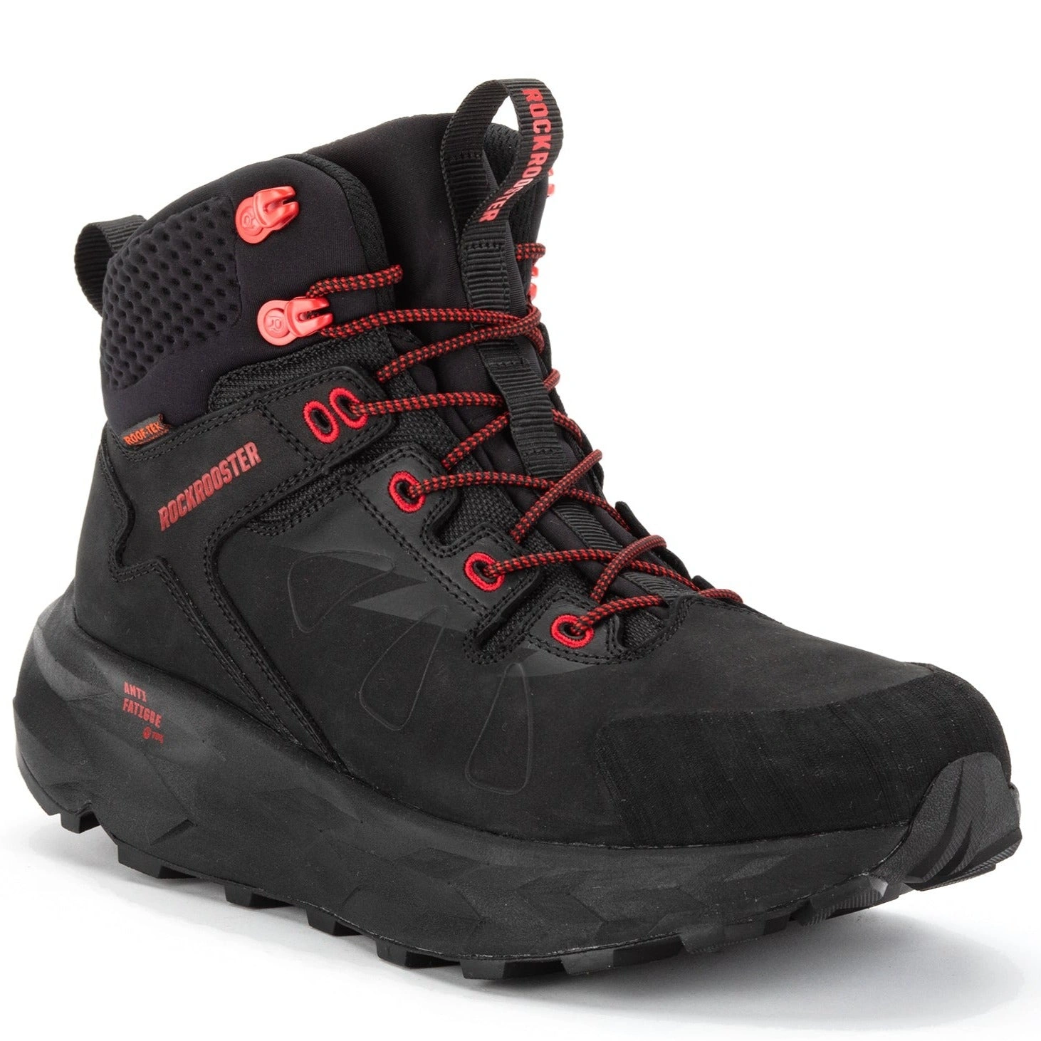 ROCKROOSTER Farmington: Conquer Trails in Black Waterproof VIBRAM Boots OC21034. Rugged Style Meets Adventure.