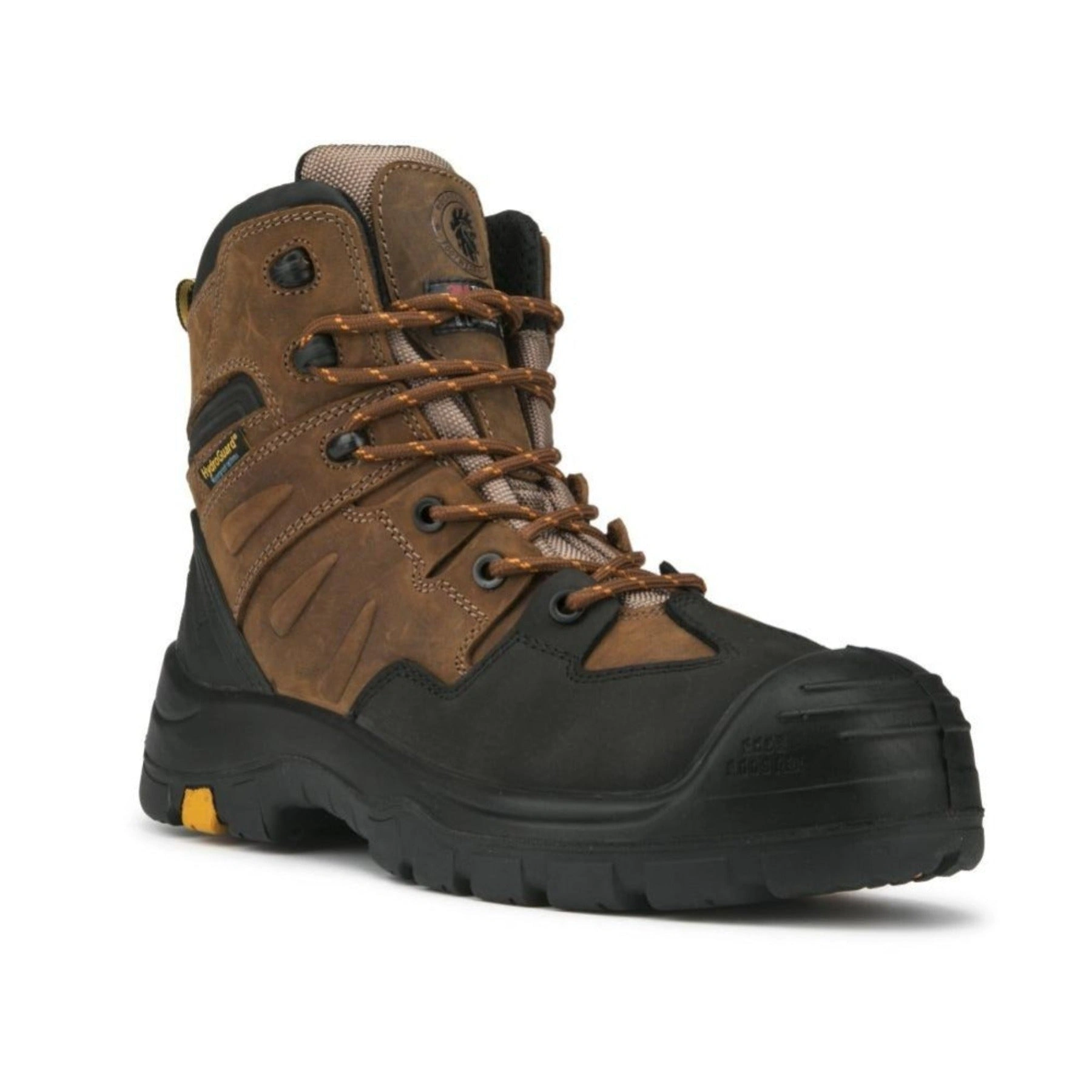 ROCKROOSTER AK669 Woodland Brown: Rugged Leather Boots Built to Conquer. Waterproof, Safe, Stylish. Your Work's New Legend.